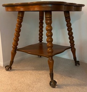 lot 377 image: Antique Parlor Table with Glass Claw Feet