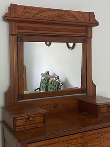 lot 380 image: Antique Dresser with Mirror and Hanky Drawers