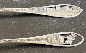 lot 269 image: Three Sterling Souvenir Spoons Boston, Chicago and Glacier National Park