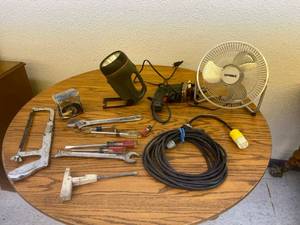 lot 162 image: Extension Cord, Tools & Fan