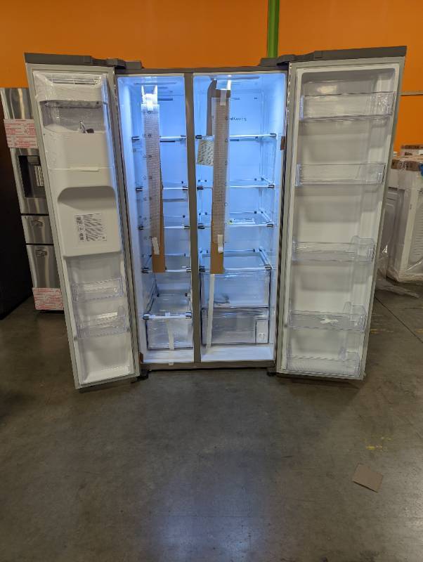 Samsung 27.4 cu. ft. Side by Side Refrigerator in Fingerprint Resistant Stainless Steel ( Scratch and Dent) - 1 Year Warranty