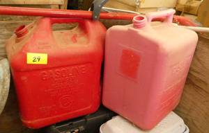 Two 5-gallon gas containers