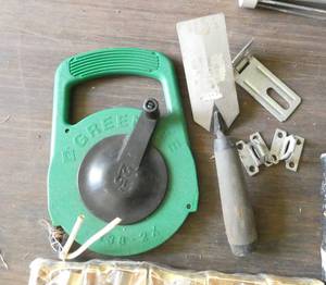 Lot of supplies - includes fish tape, new shut off valves etc