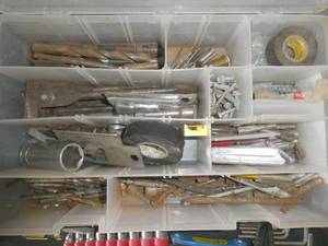 Large Plano box full of drill bits, sockets, hex wrenches, electrical tape etc