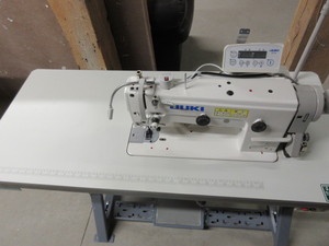 lot 203 image: JUKI, INDUSTRIAL, ZIG ZAG SEWING MACHINE WITH TABLE