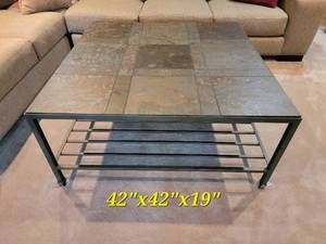 Contemporary Stone Top Cocktail Table