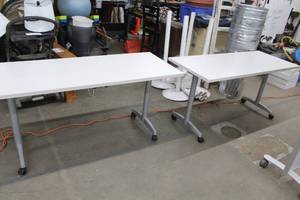 Lot of (2) Rolling  Folding Tables