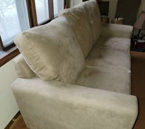 Three Cushion Taupe Ultra Suede Couch