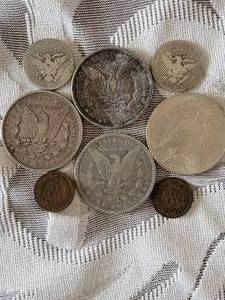 Morgan Silver Dollars  Indian Head Pennies  Silver Barber Quarters