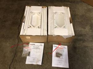 lot 30 image: Lot of 2 StyleWell Amerlin 1 Drawer White Wood Nightstand (18 in W. X 26 in H.) - Good Condition - Review all pictures
