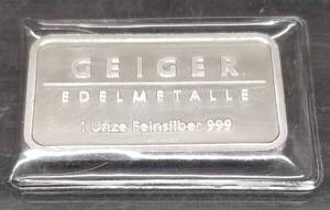 1 TROY OZ .999 FINE SILVER GERMAN GIEGER BAR