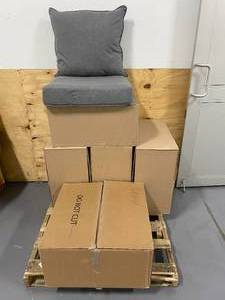 lot 31 image: HOME DECORATORS COLLECTION Lot of 5 Sets-  Oak Cliff 24 x 24 Sunbrella Cast Slate Deep Seating Outdoor Lounge Chair Cushion