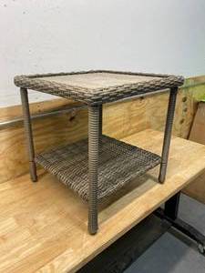 lot 36 image: HAMPTON BAY Chasewood Brown Square Wicker Outdoor Side Table