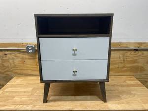 lot 16 image: PREPAC MILO White and Brown Nightstand