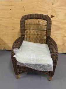 lot 61 image: Outdoor Wicker Chair with Cushion