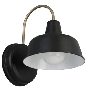 lot 84 image: DESIGN HOUSE Mason 1-Light Matte Black and Gold Outdoor Wall Light Sconce