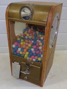 Antique Victor 5-Cent Wooden Gumball Machine