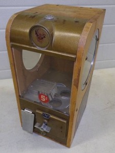Antique Victor 5-Cent Wooden Gumball Machine