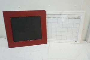 framed chalkboard and monthly planner