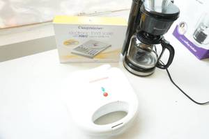 coffee maker, food scale and sandwich maker