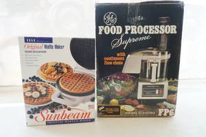 GE food processor and Sunbeam waffle maker