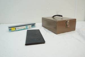 metal money box, 3-hole punch