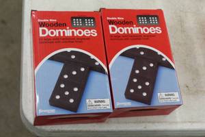lot 1037 image: Lot of (2) Pressman Double Nine Wooden Dominoes Sets (New In Box )