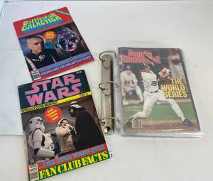 Book Full Of Vintage Magazines Including Sports Illustrated, Star Wars, Battlestar Galactica And Star Trek