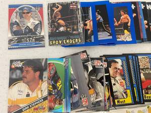 Group Of Pro Wrestling And Nascar Trading Cards (Some In Protective sleeves)