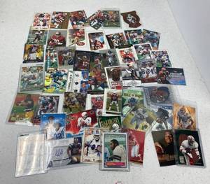 Group Of Misc. Football Cards In Protective Sleeves (One Autographed)