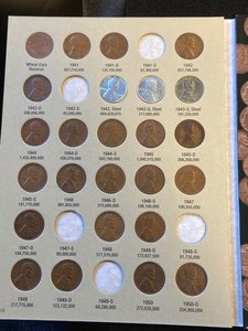 Lincoln Cent Folder 1941-1974 With (40) Wheat & (26) Memorial Cents