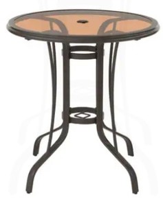 lot 115 image: Hampton Bay Riverbrook Espresso Brown Steel Outdoor Round Glass Top Outdoor Balcony Bistro Table, FM-18107-3BIS.