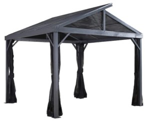 lot 121 image: Sojag Sanibel II Light Grey Metal Square Screened Gazebo with Steel Roof (Exterior 8-ft x 8-ft), 500-9162844.