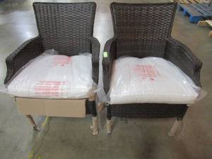 lot 109 image: Hampton Bay Stackable Grayson Brown Wicker Outdoor Patio Lounge with Bare Cushions (2-Pack), FM-18066-A-8-AL.