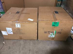 lot 21 image: Devaise Dark Brown Power Lift Massage PU Recliner Chair with Remote Control USB Charge Port and Cup Holders - Lot of 2 - Open Box - Review all pictures