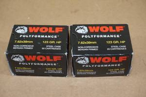 40 Wolf Polyformance 7.62 x 39mm 123 Gr HP Steel Case Ammo
