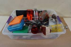 Assorted Reloading Tools and Accessories - Powder Bottles, Primer Trays