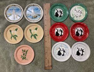 Assorted Metal and Tin Toy Plates, Doll House Plates and a Tea Cup and a Baret Ware England Piece Roses