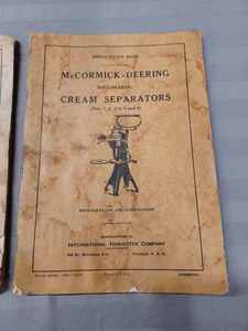 Three Antique Farm Implement Manuals McCormick-Deering Cream Separators, McCormick-Deering Farm Truck, Minnesota Hay Loader