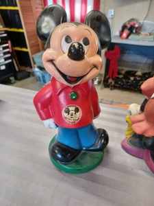 Three Plastic Disney Characters Mickey Mouse, Minnie Mouse, and Pinocchio Coin Banks