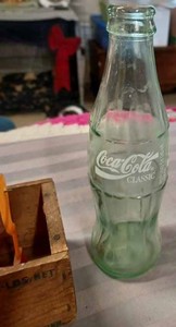 Old Home Wooden Cheese Box and Coca-Cola Glass Bottle
