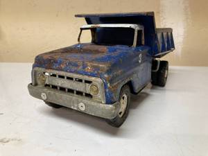 Approx. 1965 - 1967 Tonka Dump Truck with Hydraulic Lift - Blue and White, Truck was repainted by hand