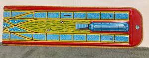 Vintage West Germany Technofix Grand Prix Race Track Set 302 Tin Brevet Demande Track Only and Half of a Tin Litho Toy Train Track