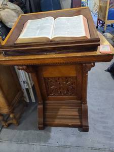 lot 199 image: Antique Pulpit and Bible