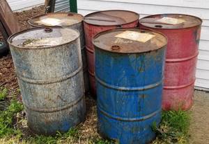 lot 236 image: (5) Metal Oil Barrels