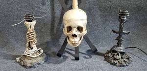 lot 44 image: (3) Skull and Bones lamps