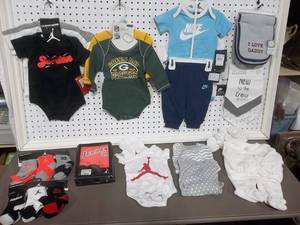 NEW Baby Size 3-6 Mo. Onesies, Sox, & Bibs