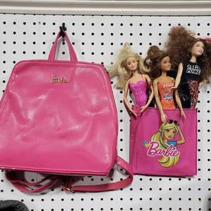Barbie Backpack (Cute), Little Barbie Bag & 3-Dolls