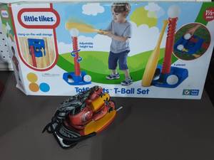 Little Tikes T-Ball Set & Lightning McQueen Glove & Ball-Like New