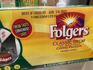 lot 72 image: Folgers Decaf Coffee